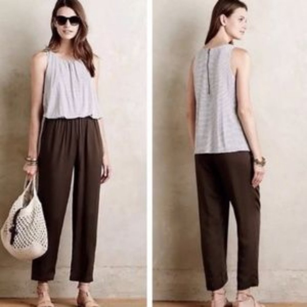 Elevenses‎ Anthropologie Olive Green Priya Jumpsuit Size Small